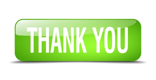 Thank you green square 3d realistic isolated web button — 스톡 벡터