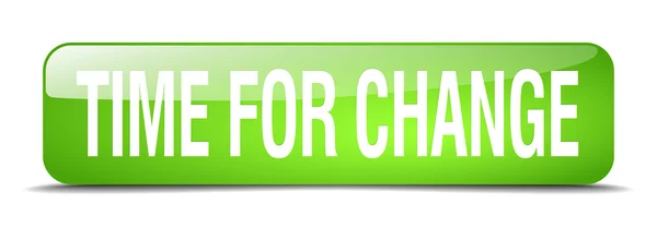 Time for change green square 3d realistic isolated web button — 图库矢量图片