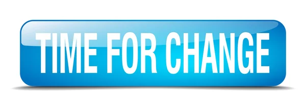 Time for change blue square 3d realistic isolated web button — 图库矢量图片
