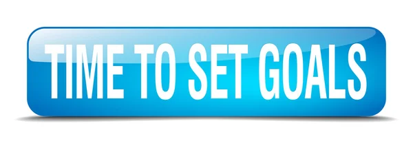 Time to set goals blue square 3d realistic isolated web button — Stock vektor