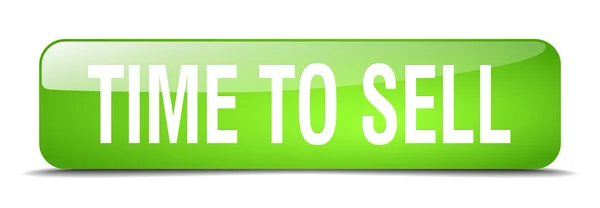 Tempo para vender quadrado verde 3d realista botão web isolado — Vetor de Stock