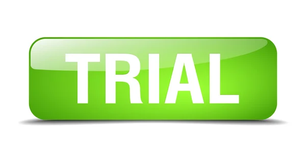Trial green square 3d realistico pulsante web isolato — Vettoriale Stock