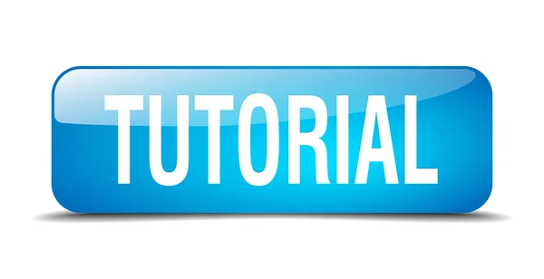 Tutorial blue square 3d realistic isolated web button — Stockvector