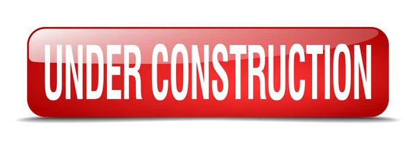 Under construction red square 3d realistic isolated web button — Stok Vektör