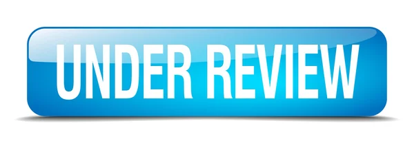 Under review blue square 3d realistic isolated web button — 스톡 벡터