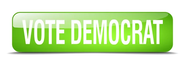 Vote democrat green square 3d realistic isolated web button — Stockvector
