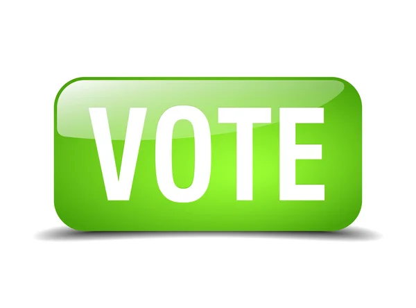 Vote green square 3d realistic isolated web button — Stock vektor