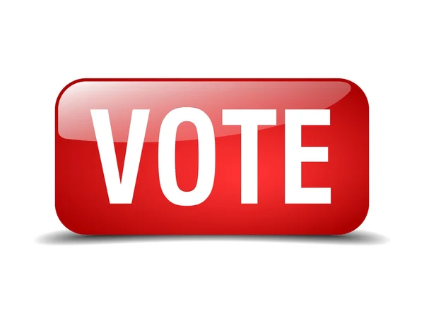 Votar vermelho quadrado 3d realista isolado botão web —  Vetores de Stock