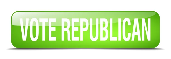 Vote republican green square 3d realistic isolated web button — ストックベクタ