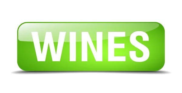 Vinhos verde quadrado 3d realista botão web isolado —  Vetores de Stock