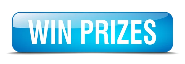 Win prizes blue square 3d realistic isolated web button — Stok Vektör