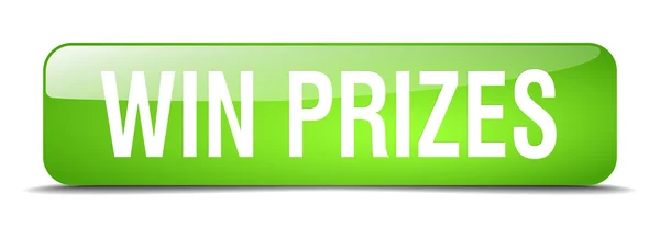 Win prizes green square 3d realistic isolated web button — Stok Vektör