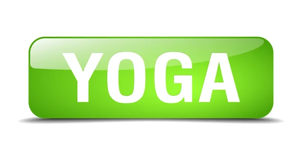 Yoga verde cuadrado 3d realista aislado botón web — Vector de stock