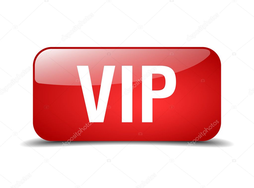 vip red square 3d realistic isolated web button — 图库矢量图像