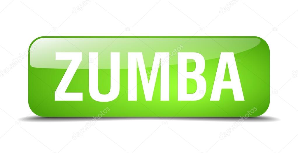 zumba green square 3d realistic isolated web button