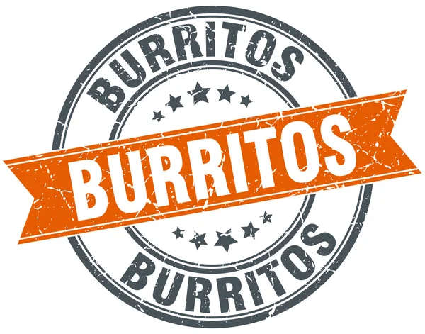 Burrito's ronde oranje grungy vintage geïsoleerde stempel — Stockvector