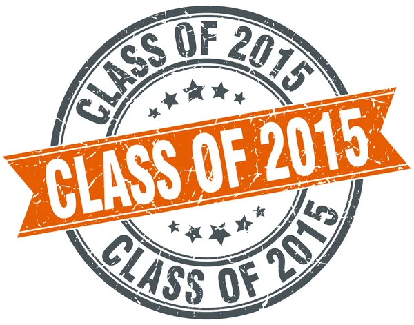 Class of 2015 round orange grungy vintage isolated stamp — Stock Vector