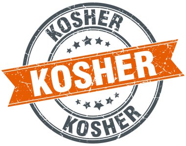 kosher round orange grungy vintage isolated stamp clipart