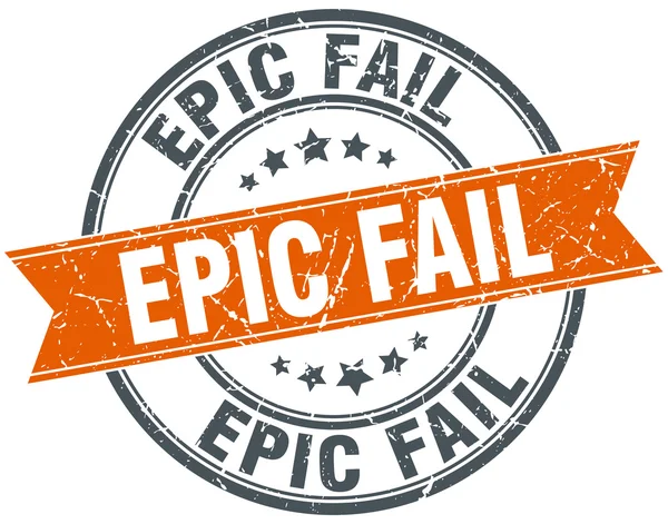 Epic fail round orange grungy vintage isolated stamp — Stock Vector