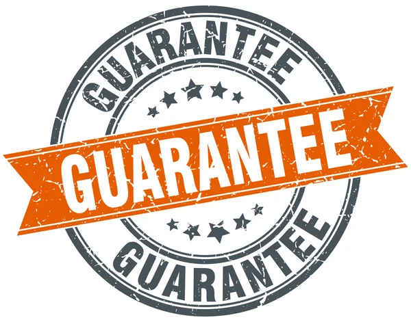 Guarantee round orange grungy vintage isolated stamp — Stock Vector