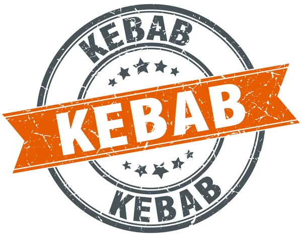 Kebab redondo naranja grungy vintage sello aislado — Archivo Imágenes Vectoriales