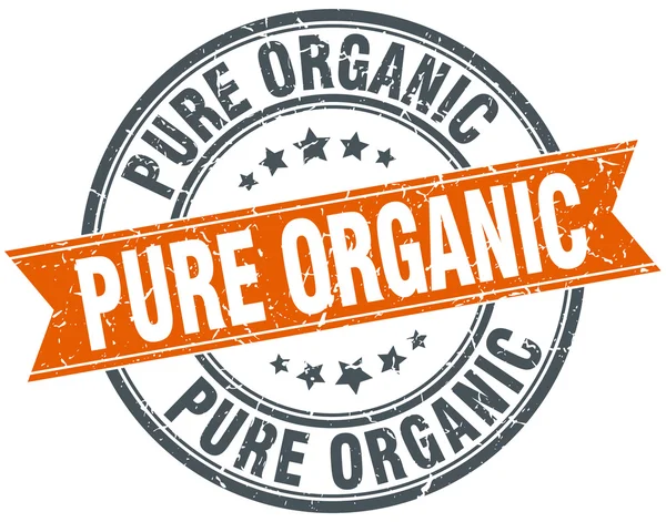 Puro orgânico redondo laranja grungy vintage isolado selo — Vetor de Stock