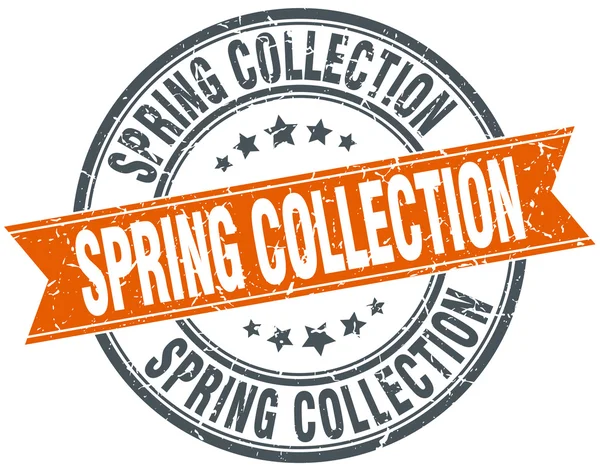 Frühjahrskollektion rund orange grungy vintage isolierte Briefmarke — Stockvektor