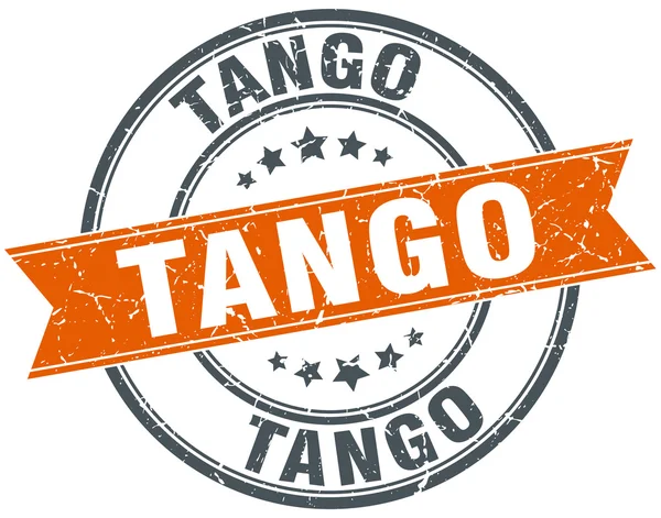 Tango rond orange grungy vintage timbre isolé — Image vectorielle