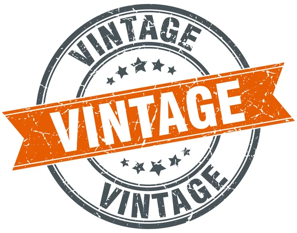 Vintage okrągły pomarańczowy nieczysty vintage na białym tle pieczęć — Wektor stockowy