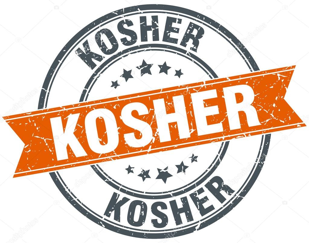 kosher round orange grungy vintage isolated stamp