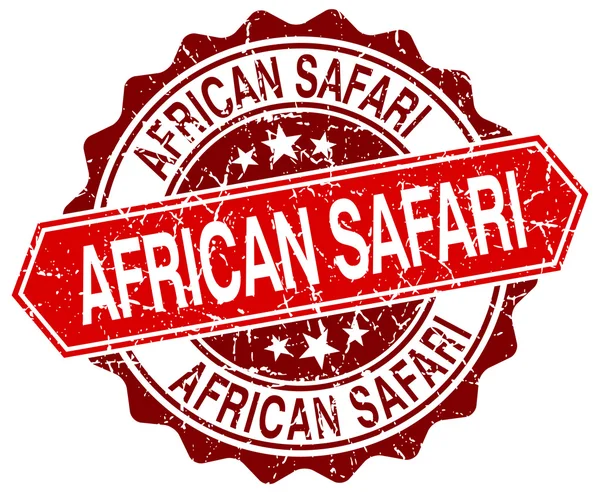 Safari africano vermelho redondo grunge selo no branco — Vetor de Stock