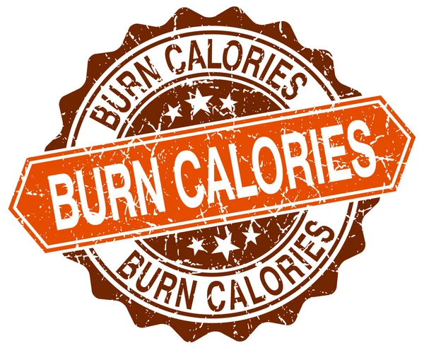 Burn calories orange round grunge stamp on white — Stock Vector