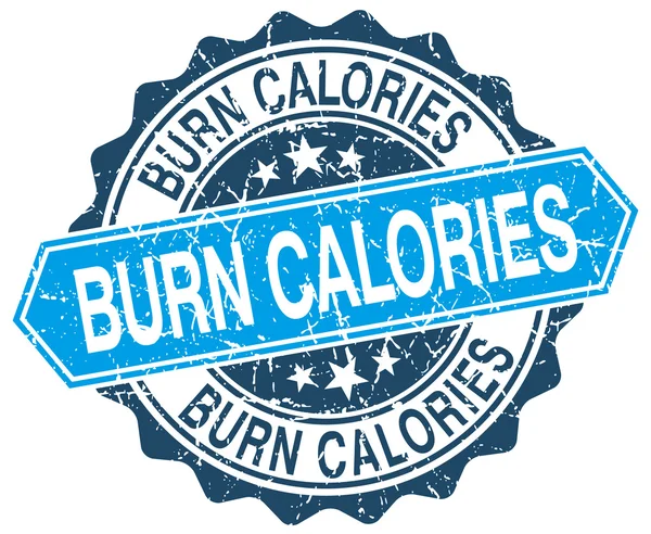 Burn calories blue round grunge stamp on white — Stock Vector