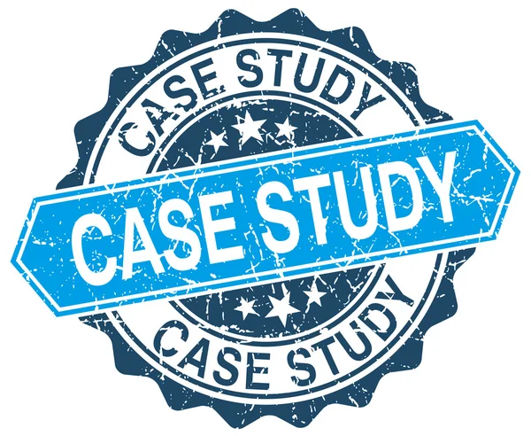 Case study blue round grunge stamp on white — Stock Vector
