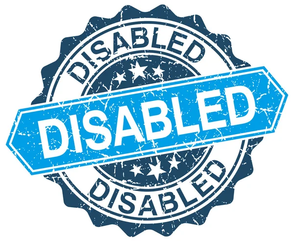 Sello grunge redondo azul discapacitado en blanco — Archivo Imágenes Vectoriales