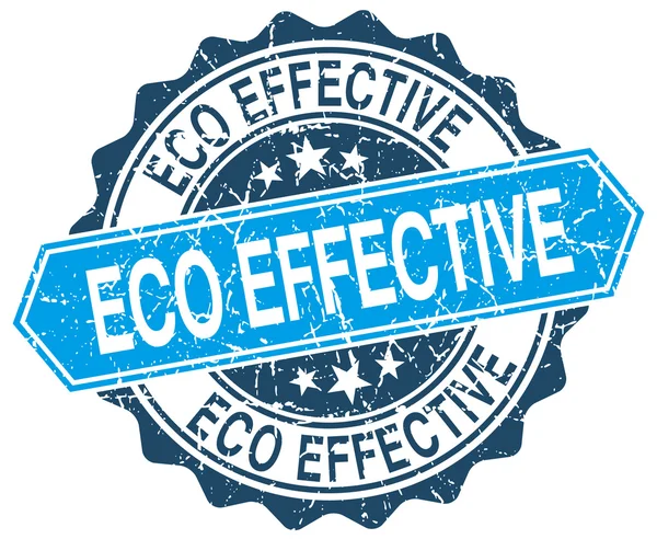 Eco effectieve blauwe ronde grunge stempel op wit — Stockvector