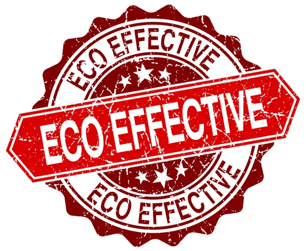 Eco effectieve rode ronde grunge stempel op wit — Stockvector