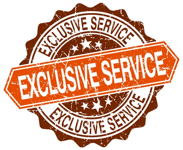 Exclusieve service oranje ronde grunge stempel op wit — Stockvector