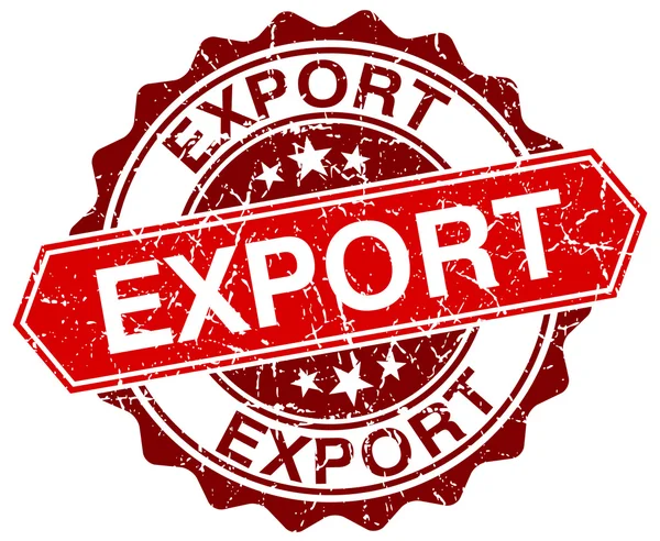 Eksport czerwony okrągły znaczek ilustracja na białym — Wektor stockowy