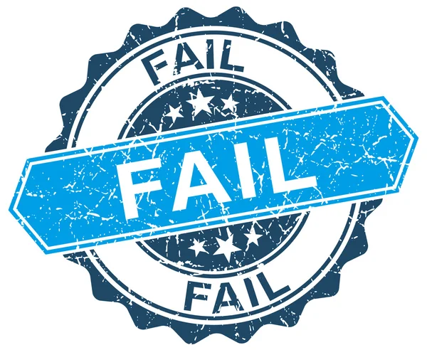 Fail Blue Round Grunge Stempel auf Weiß — Stockvektor