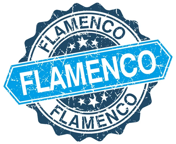Sello grunge azul flamenco redondo sobre blanco — Archivo Imágenes Vectoriales