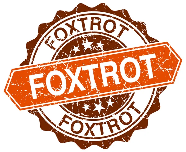 Foxtrot orange rund grunge stämpel på vit — Stock vektor