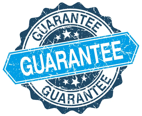 Guarantee blue round grunge stamp on white — Stock Vector