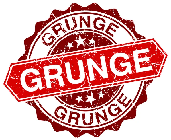 Grunge röda runda grunge stämpel på vit — Stock vektor