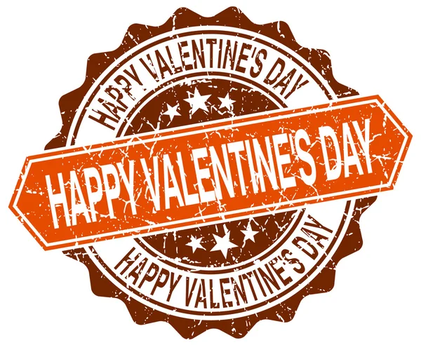 Joyeux Valentine's day orange rond grunge timbre sur blanc — Image vectorielle