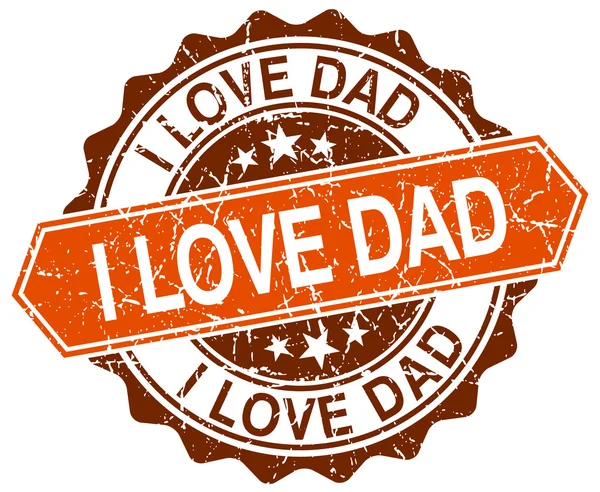 I love dad orange round grunge stamp on white — Stock Vector