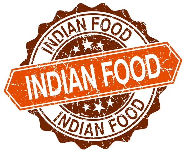 Indian food orange round grunge stamp on white — Stock Vector