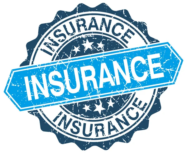 Insurance blå runda grunge stämpel på vit — Stock vektor