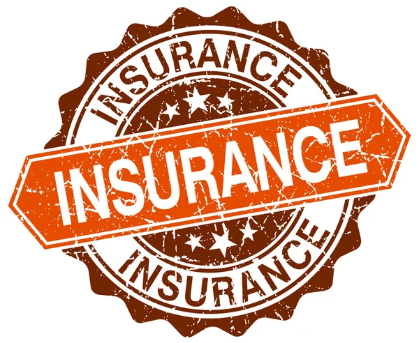 Insurance orange round grunge stamp on white — Stock Vector