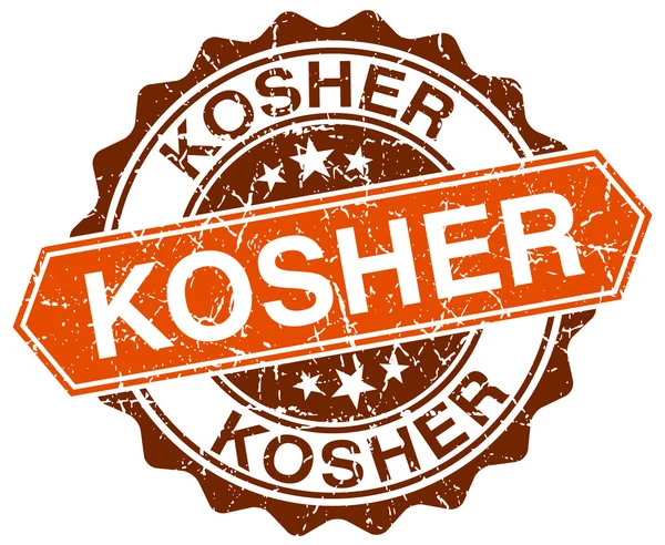 Kosher orange rund grunge stämpel på vit — Stock vektor